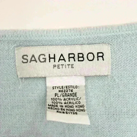 Sage Harbor Vintage Sweater Women’s Size Petite Large Blue Embroidered Sequin - Picture 4 of 8